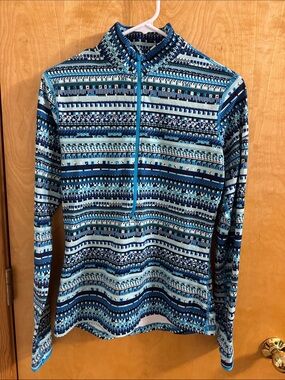 Nike Blue Patterned Quarter-Zip Pullover